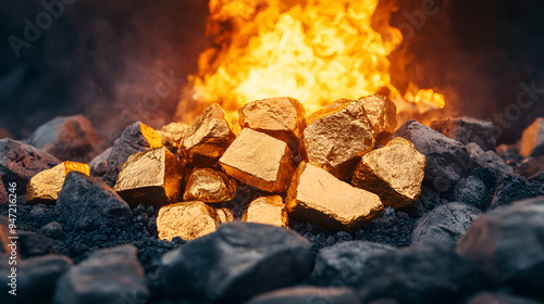 Pieces of gold loaded into furnace for melting