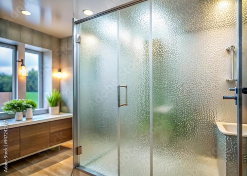 * Frosted blurred backdrop shower glass creates a transparent illusion, concealing bathroom habits behind a hazy veil of secrecy and serenity.