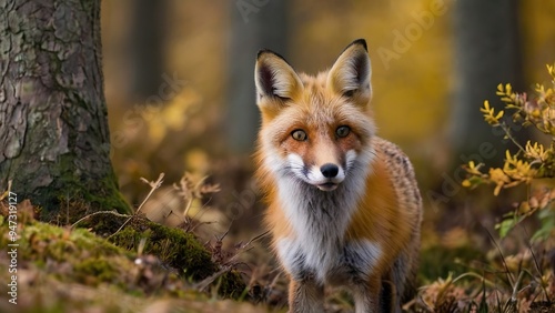 An adorable fox in the woods