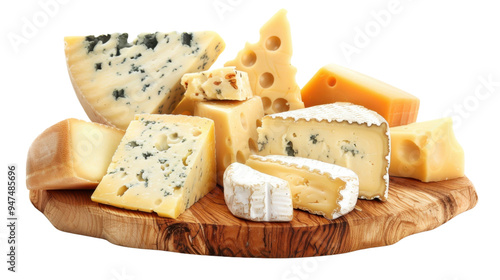 Various kinds of cheeses isolated on white background