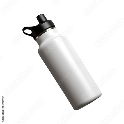 White metal sport water bottle png