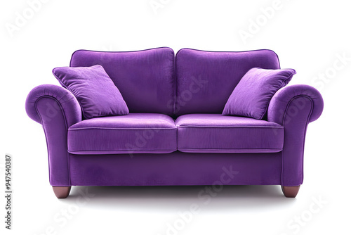 Modern purple sofa isolated on white background