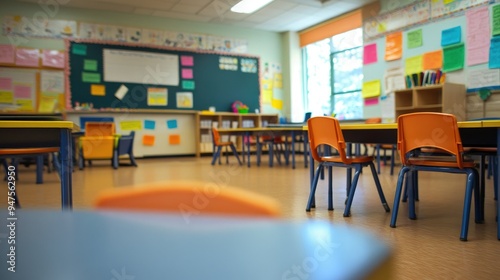 A Blurry image of elementary school classroom