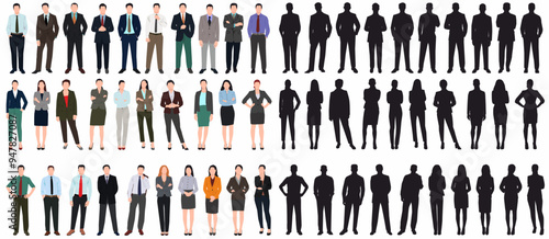 set of business people. Huge set of business people collection vector illustration and silhouette. 