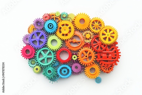 Gears and human brain shape on a stock