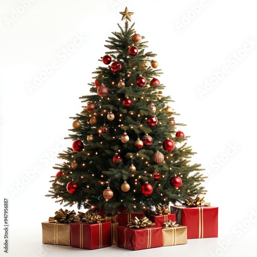 Festive Christmas tree with gifts