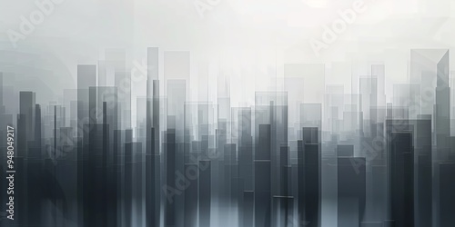 Abstract background with city skyline silhouette and minimalist design with light shadows and geometric elements in gray tones.