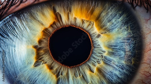 Close-up photograph of an iris of an eye taken with a macro lens