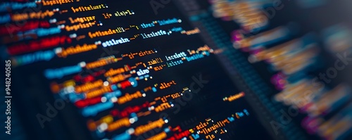 Vibrant Closeup of Animated HTML Code Highlighting Digital Software Development