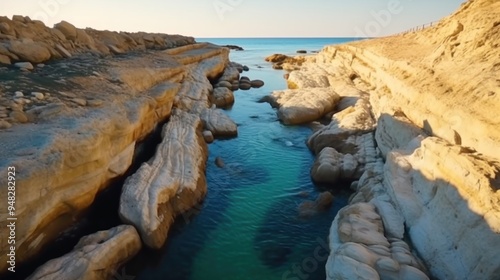 Capi Corp sea canal. Mediterranean coast. Costa del Azahar, Alcossebre, Valencian community, Spain.