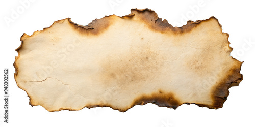 Burnt paper, isolated on transparent png background,