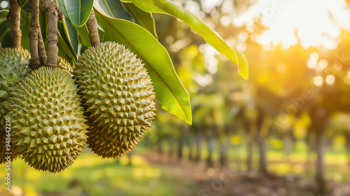 Durian crescendo em árvore