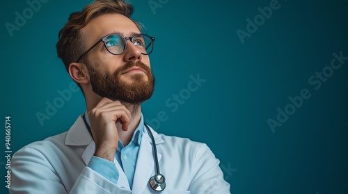 doctor in a thinking pose isolated 