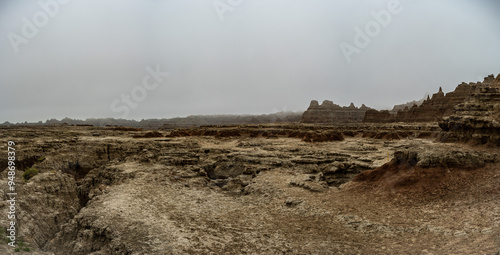 Fog and mist in the badlands of South Dakota