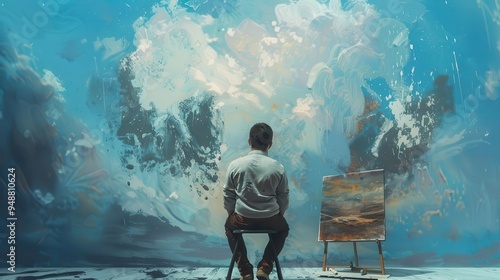 pensive artist imagines impending masterpiece creative mind at work in solitude concept illustration