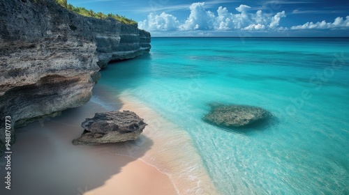 Bahamas Eleuthera: Beautiful Tropical Beach Landscape on Exotic Coastline