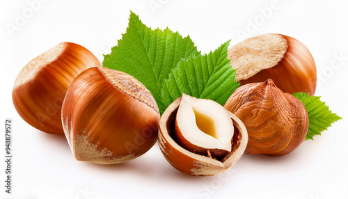 Hazelnuts isolated on a white background