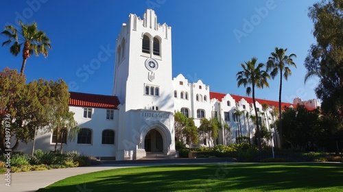 University San Diego. Hepner Hall: Academic Building at San Diego State University, California, USA