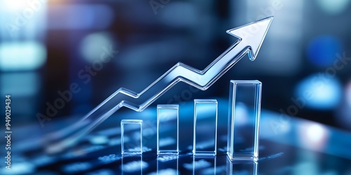 The 3d growth business graph on success financial represents profit and revenue growth