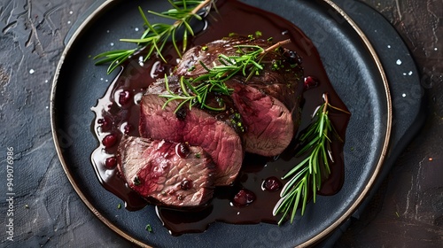 Roast venison with juniper berries