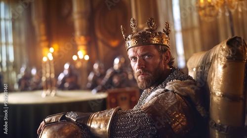 King Arthur with the Knights of the Round table depicted in a fictional setting