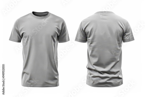 Grey men s t shirt mockup on white background for design and print