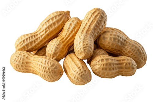 Close-up of raw peanuts in their shells, PNG No background, isolated