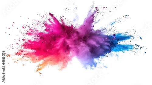 Holi paint color powder explosion colorful isolated on white background