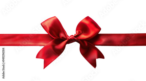 Red ribbon and bow isolated on white background