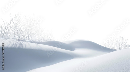 Snow landscape isolated on white background