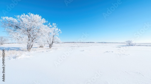 Frozen Trees in a Snowy Winter Landscape