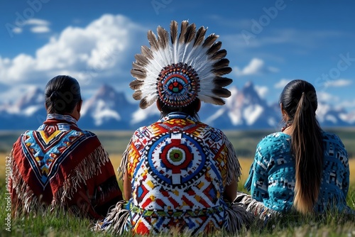 Native American Day with a focus on gratitude and blessings, depicted in an artwork where the community gathers to give thanks for their heritage, their land, and their ancestors, offering prayers