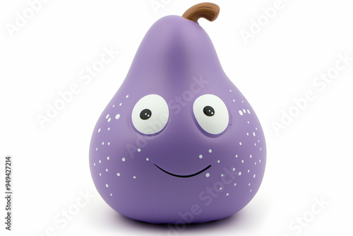 Purple children squishy pear toy with white eyes, White background