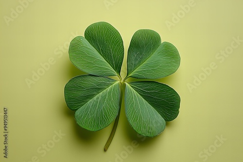 Small green four leaf clover for good luck St. Patrick's day isolated background