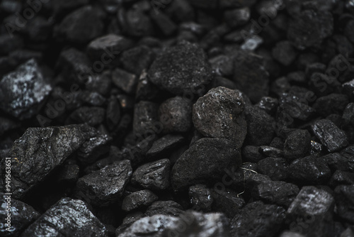 Closeup of Black Coal Rocks