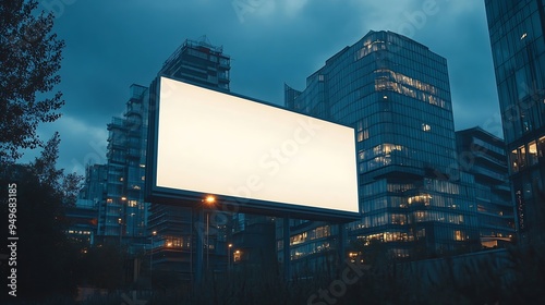 Large horizontal blank advertising poster billboard banner mockup in front of building in urban city digital light box display screen for OOH media 12 sheet outofhome : Generative AI