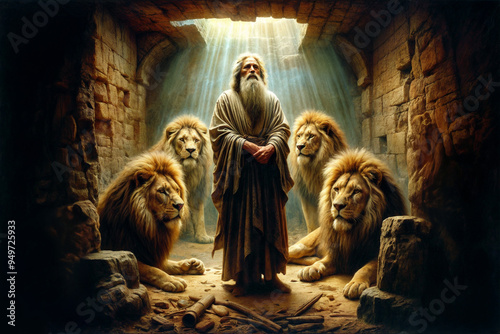 The Prophet Daniel in the Lions Den in Babylon