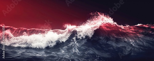 World tsunami awareness day, dark sea wave on red background. 