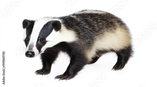 Alert badger in studio setting on white background