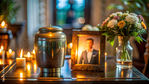 Funeral urn with the ashes of the deceased