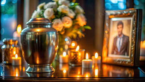 Funeral urn with the ashes of the deceased