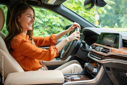 woman in suv opening passenger door with remote 