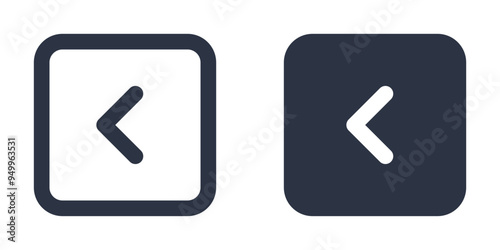 Chevron Left in Rounded Square simple icons set designed in filled, outline, line and stroke style