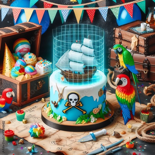 286 Holographic Pirate Treasure Hunt A party set on a pirate shi