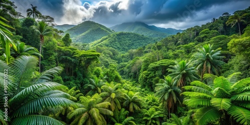 Lush tropical rainforest in El Yunque National Forest Puerto Rico, rainforest, El Yunque, Puerto Rico, tropical, nature, green