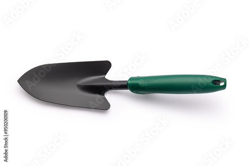 Small garden trowel isolated on white background. Gardening tool.