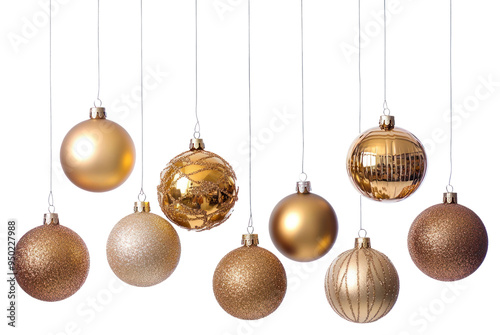 PNG Elegant gold Christmas ornaments hanging