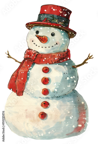 PNG Snowman wearing a Christmas hat snowman outdoors nature.