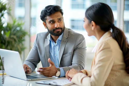 Indian Consultant Advising Client - An Indian consultant advising a client in a business setting. 