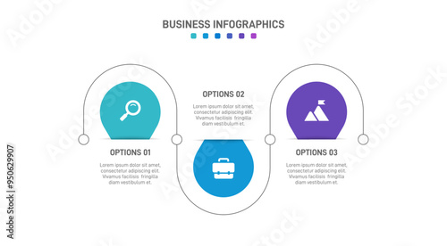 Horizontal progress bar featuring 3 arrow-shaped elements, symbolizing three six stages of business strategy and progression. Clean timeline infographic design template. Vector for presentation